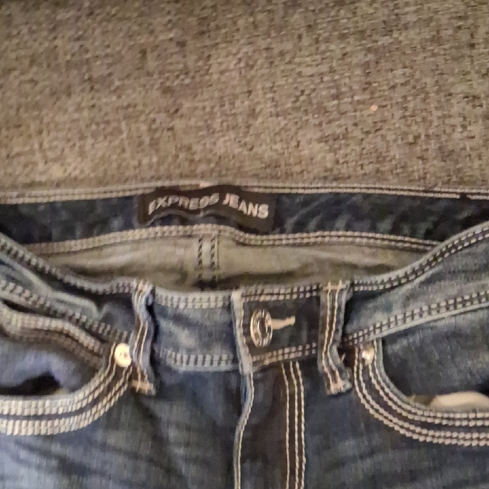 Express Blue Classic Denim Jeans with Distressed Detailing